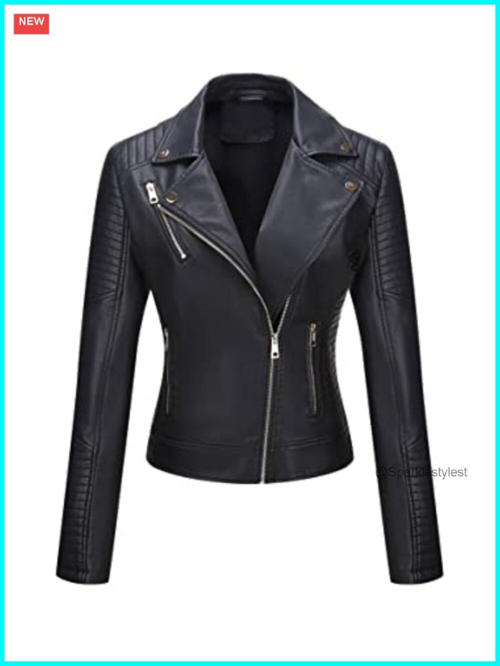 Faux Leather Moto Jacket Lightweight Biker Asymmetric Zip Casual